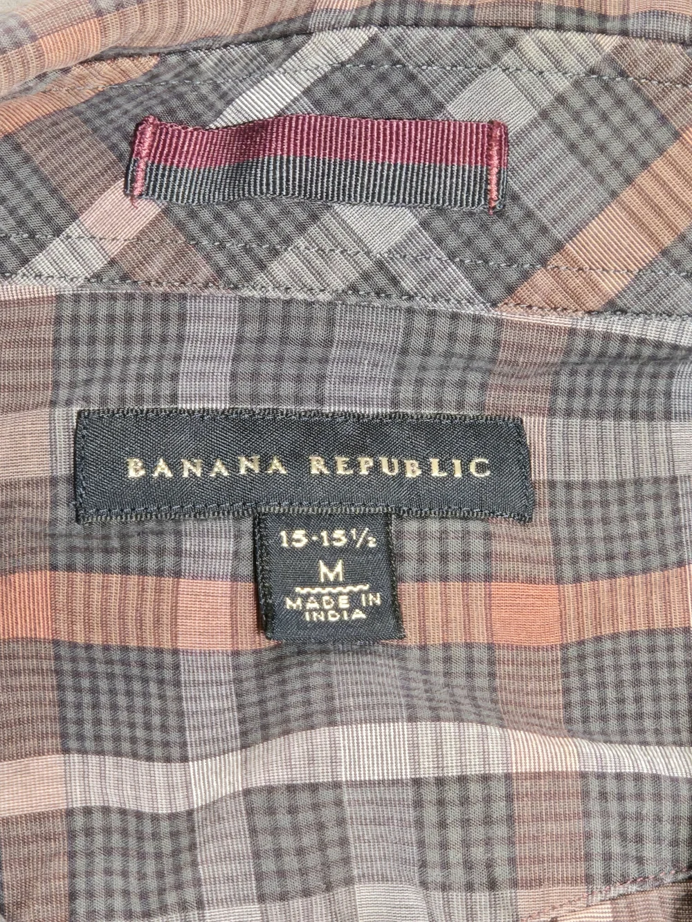 Banana Republic Men's Western Pearl Snap Shirt M 15-15½ Burnt Orange Plaid